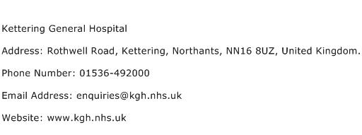 Kettering General Hospital Address Contact Number