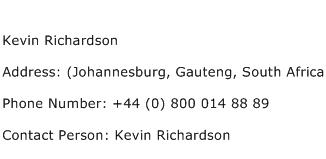 Kevin Richardson Address Contact Number