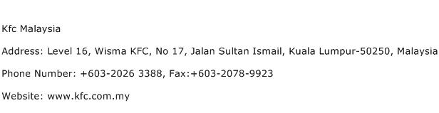 Kfc Malaysia Address Contact Number