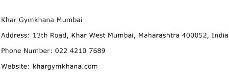 Khar Gymkhana Mumbai Address Contact Number