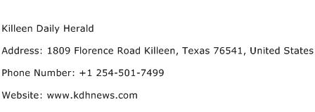 Killeen Daily Herald Address Contact Number