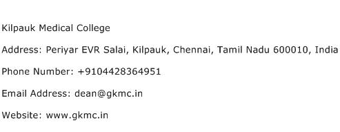 Kilpauk Medical College Address Contact Number
