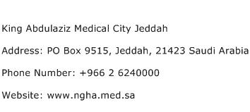 King Abdulaziz Medical City Jeddah Address Contact Number