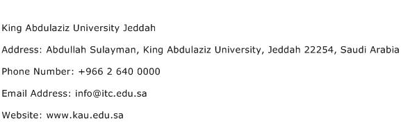 King Abdulaziz University Jeddah Address Contact Number