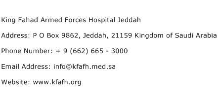 King Fahad Armed Forces Hospital Jeddah Address Contact Number