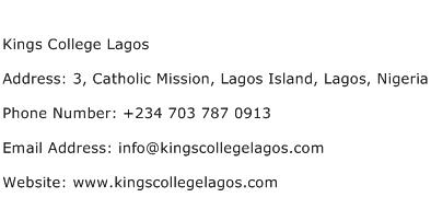 Kings College Lagos Address Contact Number