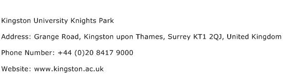 Kingston University Knights Park Address Contact Number
