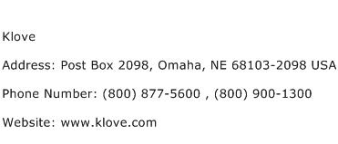 Klove Address Contact Number