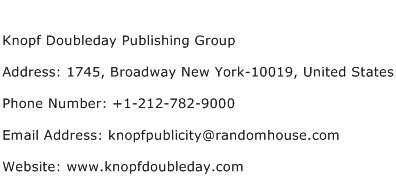 Knopf Doubleday Publishing Group Address Contact Number