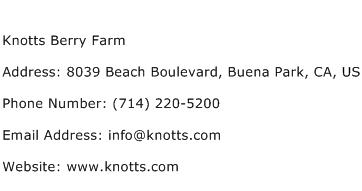 Knotts Berry Farm Address Contact Number