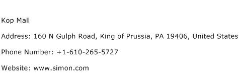 Kop Mall Address Contact Number