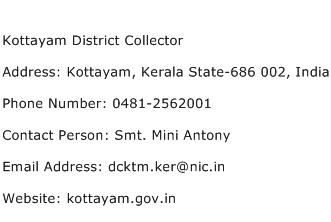 Kottayam District Collector Address Contact Number