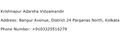 Krishnapur Adarsha Vidyamandir Address Contact Number
