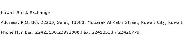 Kuwait Stock Exchange Address Contact Number