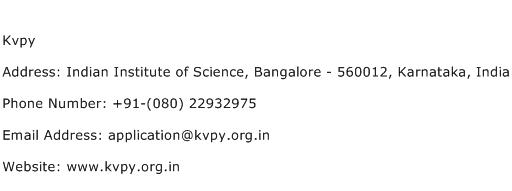 Kvpy Address Contact Number