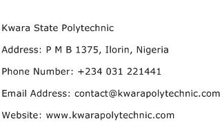 Kwara State Polytechnic Address Contact Number
