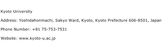 Kyoto University Address Contact Number