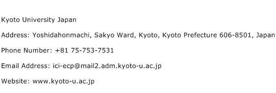 Kyoto University Japan Address Contact Number