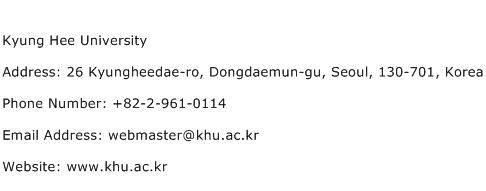 Kyung Hee University Address Contact Number
