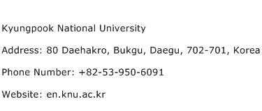 Kyungpook National University Address Contact Number