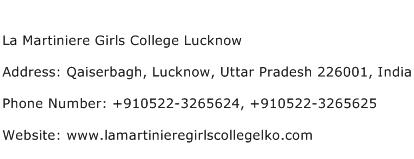 La Martiniere Girls College Lucknow Address Contact Number