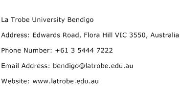 La Trobe University Bendigo Address Contact Number
