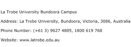 La Trobe University Bundoora Campus Address Contact Number