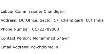 Labour Commissioner Chandigarh Address Contact Number