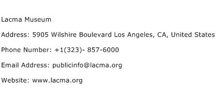 Lacma Museum Address Contact Number