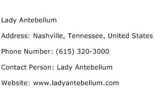Lady Antebellum Address Contact Number