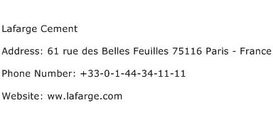 Lafarge Cement Address Contact Number