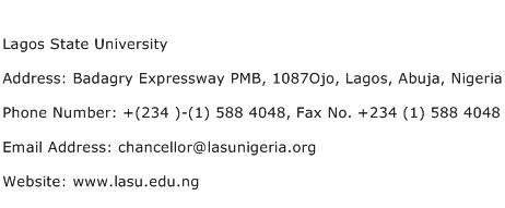 Lagos State University Address Contact Number