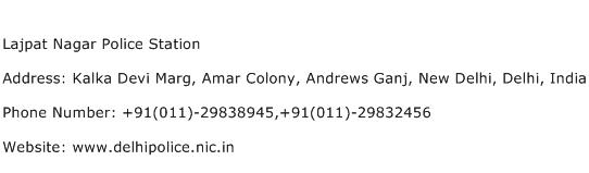 Lajpat Nagar Police Station Address Contact Number