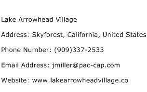 Lake Arrowhead Village Address Contact Number