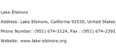 Lake Elsinore Address Contact Number