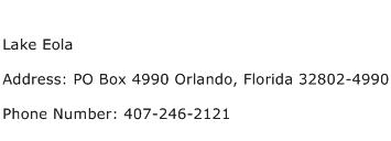 Lake Eola Address Contact Number