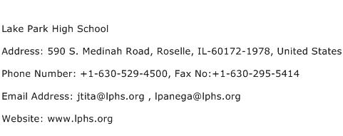 Lake Park High School Address Contact Number