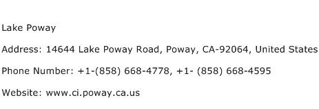 Lake Poway Address Contact Number