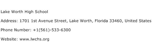 Lake Worth High School Address Contact Number