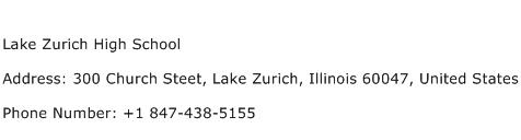 Lake Zurich High School Address Contact Number
