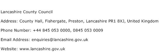 Lancashire County Council Address Contact Number