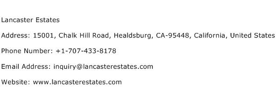 Lancaster Estates Address Contact Number