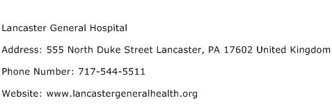 Lancaster General Hospital Address Contact Number
