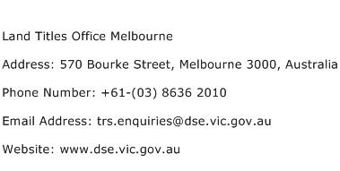 Land Titles Office Melbourne Address Contact Number