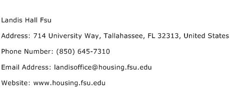 Landis Hall Fsu Address Contact Number