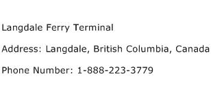 Langdale Ferry Terminal Address Contact Number