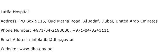 Latifa Hospital Address Contact Number