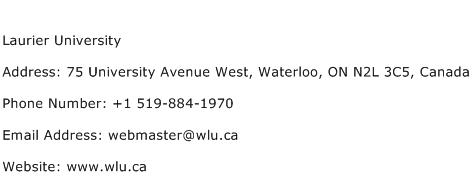 Laurier University Address Contact Number