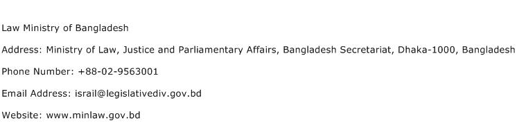 Law Ministry of Bangladesh Address Contact Number