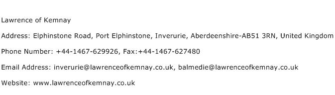 Lawrence of Kemnay Address Contact Number